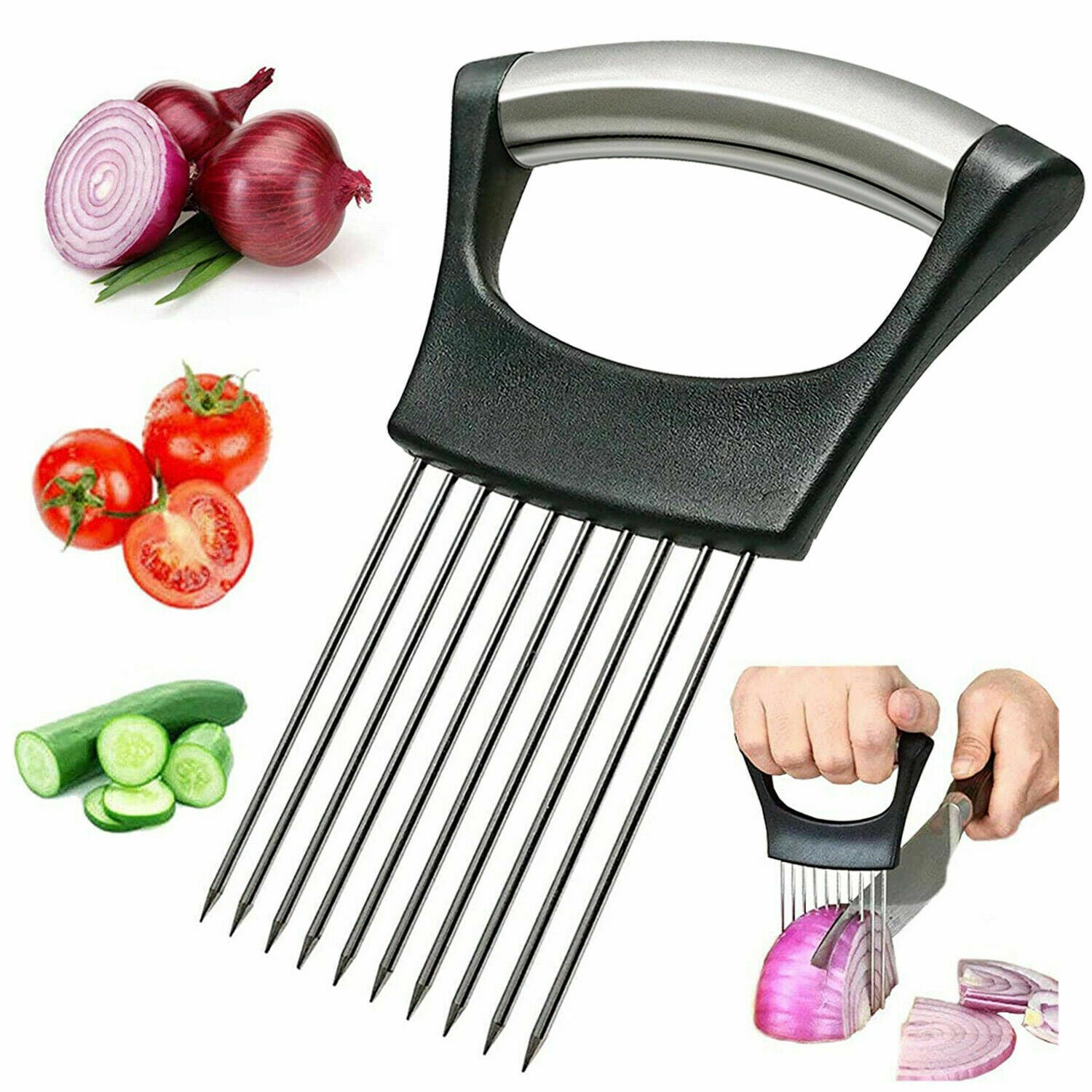 House Essential Stainless Steel Onion Slicer Cutter